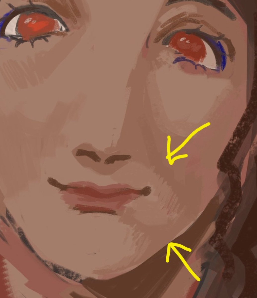 yqecm's tweet photo. A good example of an unconventional "exaggerate what you love" is, like, I really love the little pocket of fat that sits right at the edge of the mouth, so I always draw it and sometimes detail it a bit when it shouldn't really even be there https://t.co/UeCQVhLGXe