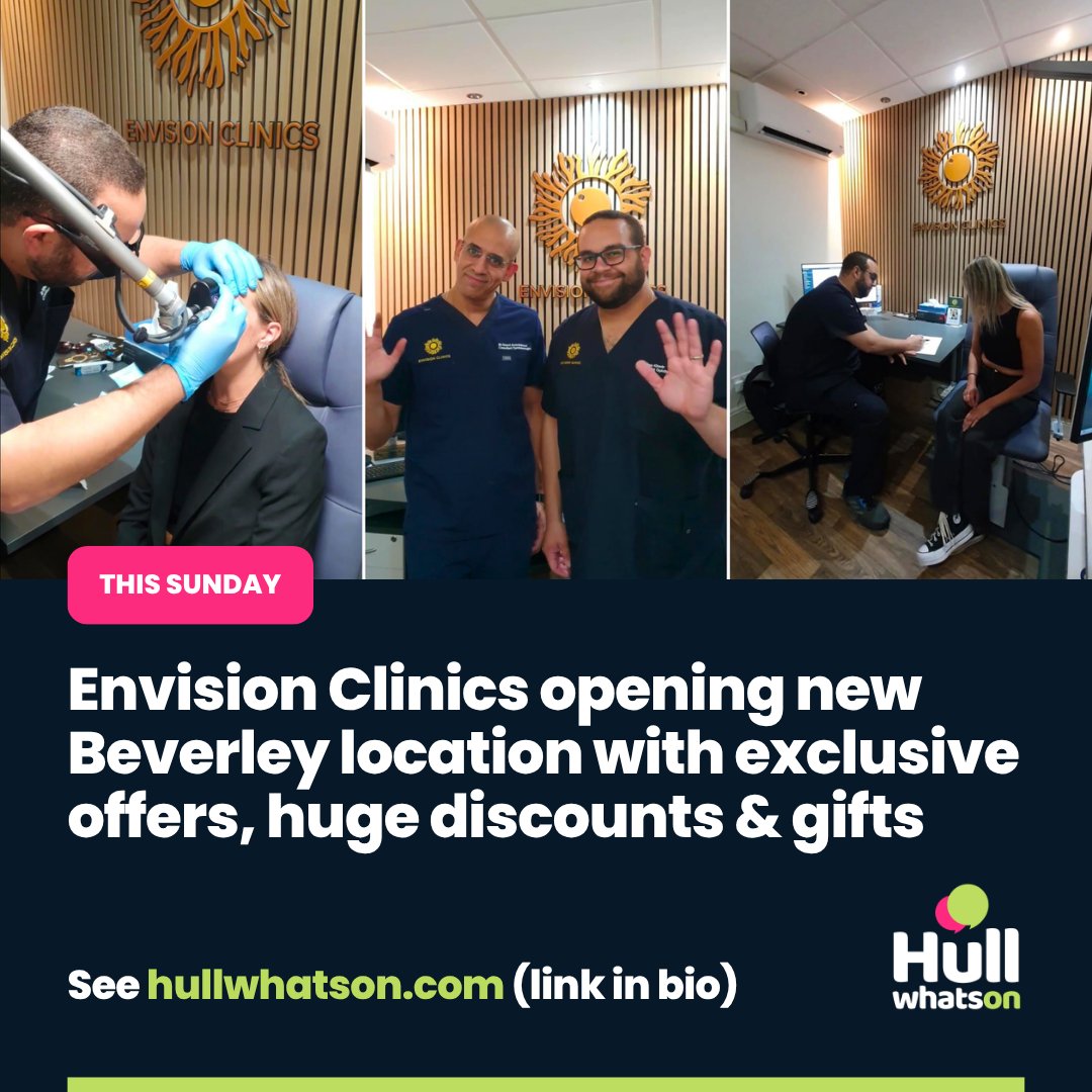 HULLwhatson's tweet photo. Come and meet the team, explore Envision Clinics’ new Beverley location, enjoy some refreshments and discover the range of specialist eye and aesthetic treatments available! 🤩

See website or 👉 https://t.co/1YOPyy2PZC

@envisionclinics https://t.co/cFKYUrYPDS