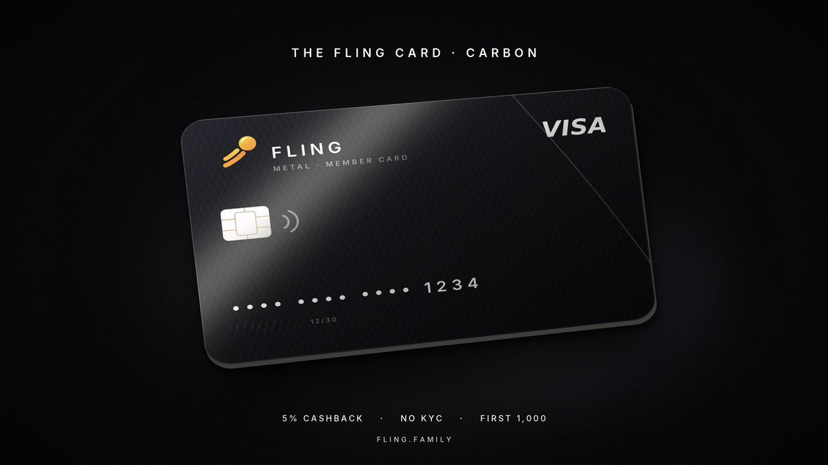 FlingFamily's tweet photo. introducing the fling card.

spend $MON, $AUSD and $FLING anywhere.
5% cashback on every spend. no KYC.

waitlist is capped at the first 1,000 we'll raise it slowly after launch.

drop your email. that's it.

https://t.co/LLsa7LM5u4 https://t.co/Se2lDvKgkk