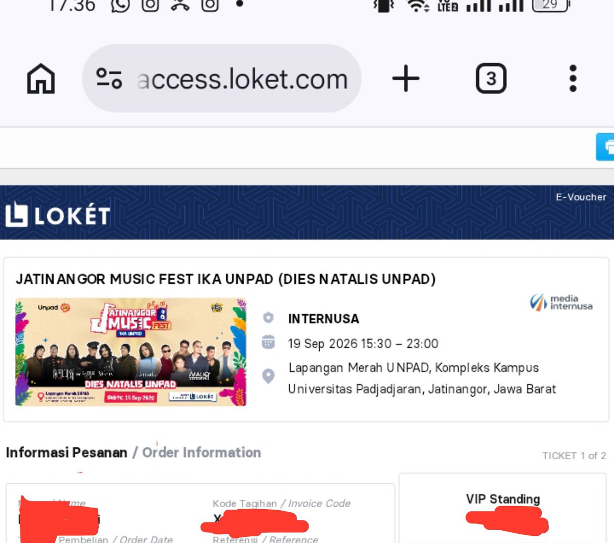 fayaa993659's tweet photo. wts 2 tiket vip 250 aja, dijual karna tbtb ada acara lain - rep, nanti di dm

#wts #unpad #wtb https://t.co/A9K1lbGGcH