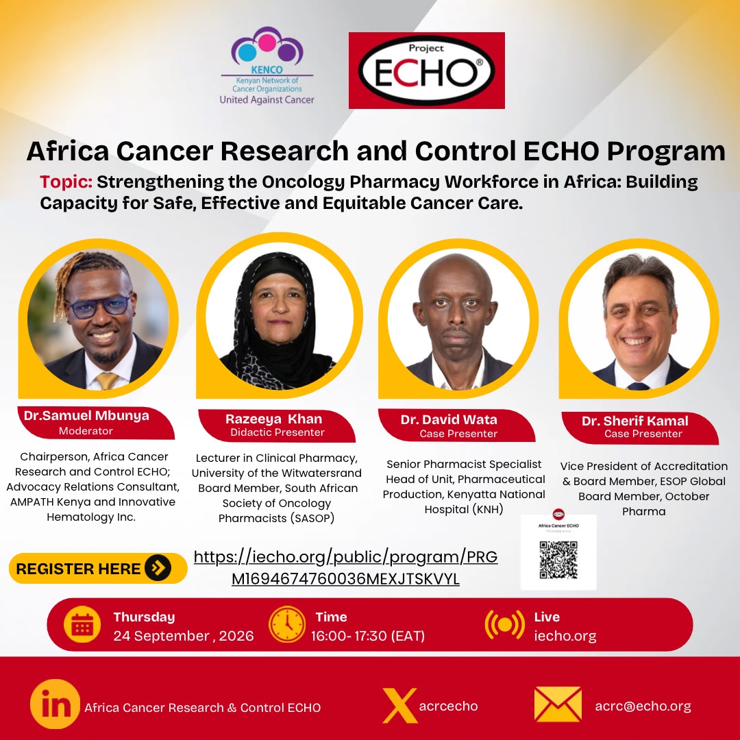 kenconetwork's tweet photo. Join us on 24 September | 16:00–17:30 EAT for:
Strengthening the Oncology Pharmacy Workforce in Africa

🔗 Register: https://t.co/NttH97Z6UO https://t.co/krW9FzcFcb
