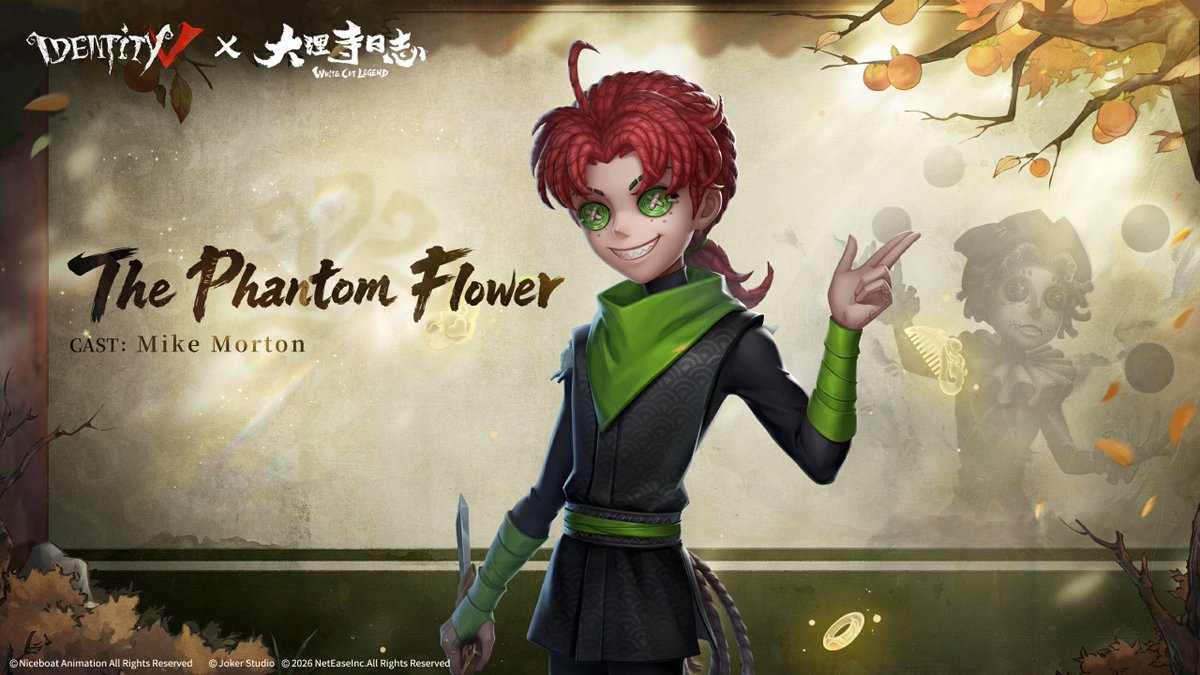 GameIdentityV's tweet photo. Dear Visitors,
Identity V × White Cat Legend Crossover I:
The [A Costume] Acrobat - The Phantom Flower will emerge under the cover of night.

What could he possibly be looking for in this Manor shrouded in mystery? https://t.co/KxuCAR4oZX