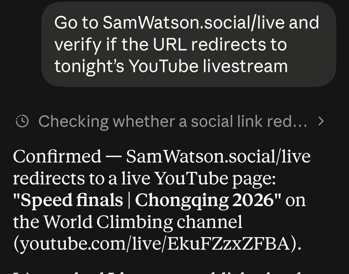 RayRedacted's tweet photo. Live, right now, from China: Sam Watson climbing for another Gold Medal.  SamWatson dot social slash live.  That’s https://t.co/BVMRCP6eIZ https://t.co/Ml88frXjZ7