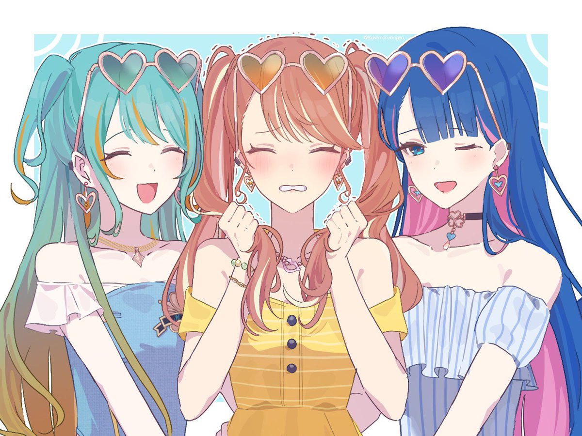 tsukemononingen's tweet photo. マロリクの水着イベの3人です🌊
#prsk_FA https://t.co/RKePxEOzaQ