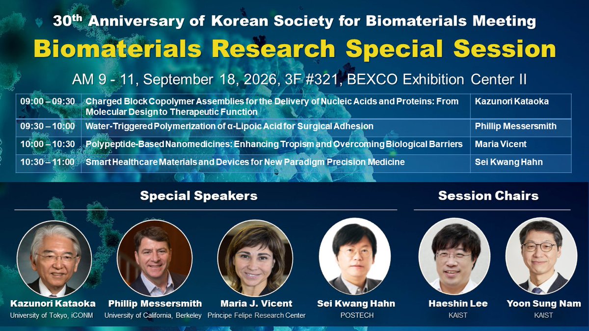 VicentPTLab's tweet photo. 🌏South Korea, here we come!

Today María Jesús Vicent will present our latest research - "Polypeptide-Based Nanomedicines: Enhancing Tropism and Overcoming Biological Barriers" - at the 30thAnniversary of the Korean Society for Biomaterials Meeting. 🔬🧪 https://t.co/6arcY7HHJ7