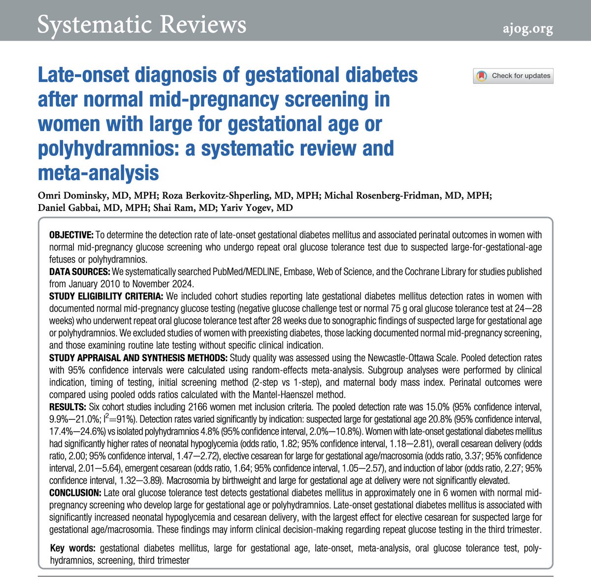 AJOG_thegray's tweet photo. Late-onset diagnosis of gestational diabetes after normal mid-pregnancy screening in women with large for gestational age or polyhydramnios: a systematic review and meta-analysis https://t.co/C8QS61eCh3 https://t.co/FU5bzfn0dL