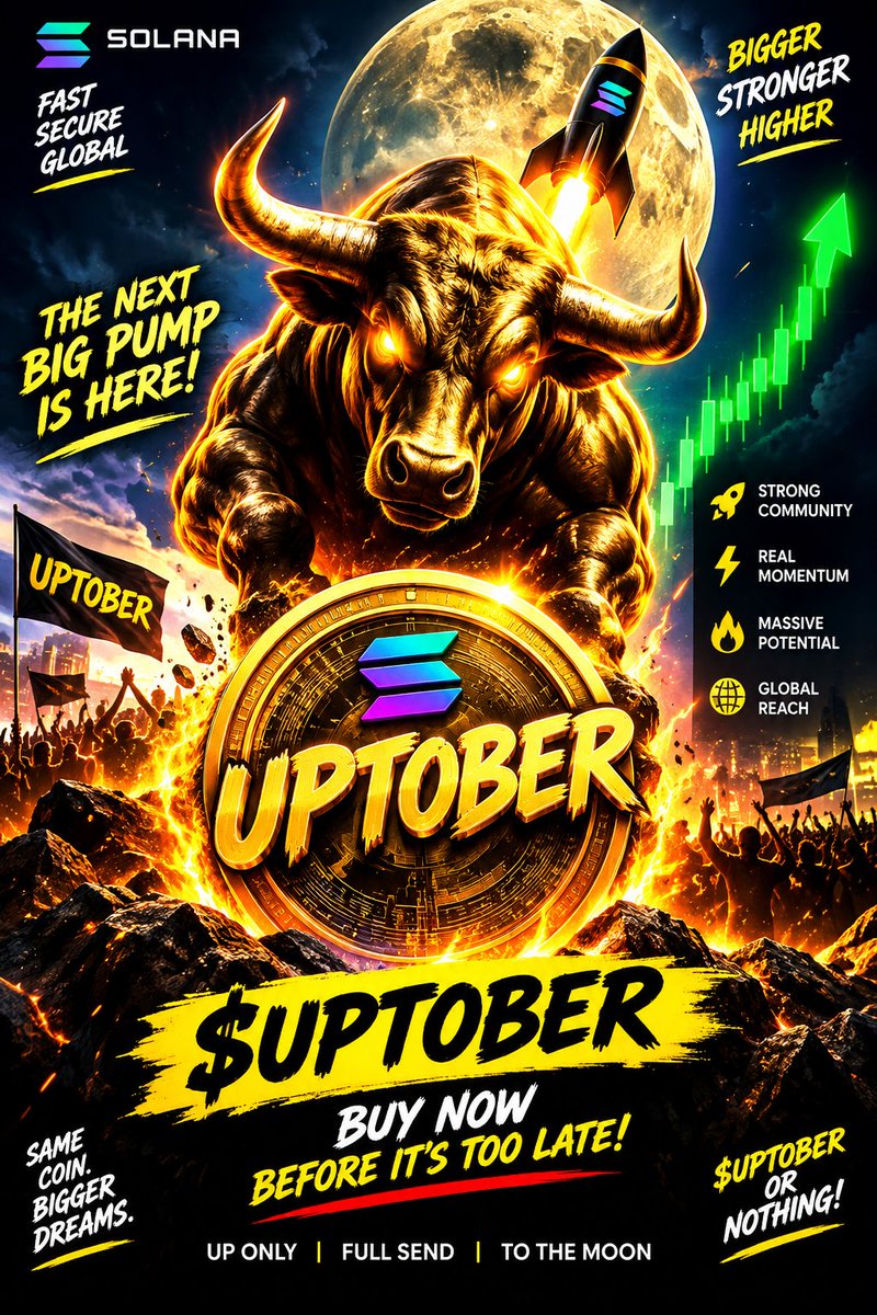 UPTOBER1's tweet photo. 🚨🚀 $UPTOBER IS READY TO SEND. 🚀🚨

The bulls are charging. 🐂🔥
Pressure is building. 📈

⚡ UP ONLY.
🔥 FULL SEND.
🚀 NEXT STOP: THE MOON.

Lock in. 👀

$UPTOBER OR NOTHING.

📍CA:
G9zvNhFo4abUWAcRYTeX1nNtsVreVBSxBHN16Yoopump

#UPTOBER #Crypto  #BullRun #100X https://t.co/VPfKLbZSEW