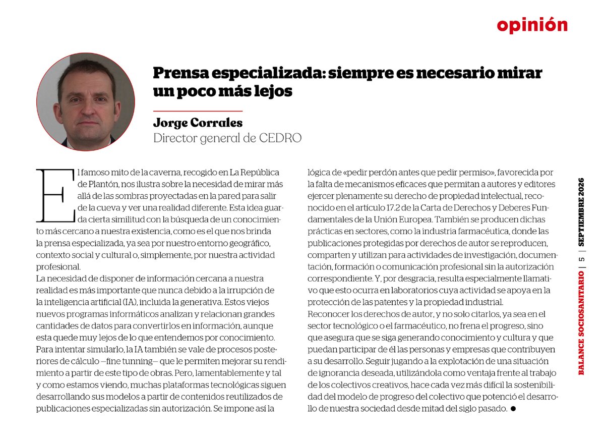 Balance_web's tweet photo. #OPINIÓN | Prensa especializada: siempre es necesario mirar un poco más lejos

Jorge Corrales, director general @CEDROenlinea, reflexiona🗣️sobre los retos que plantea la irrupción de la #inteligenciaartificial en la creación y reutilización de contenidos.

https://t.co/1lB2esmZXb https://t.co/n0rAeaEM3T