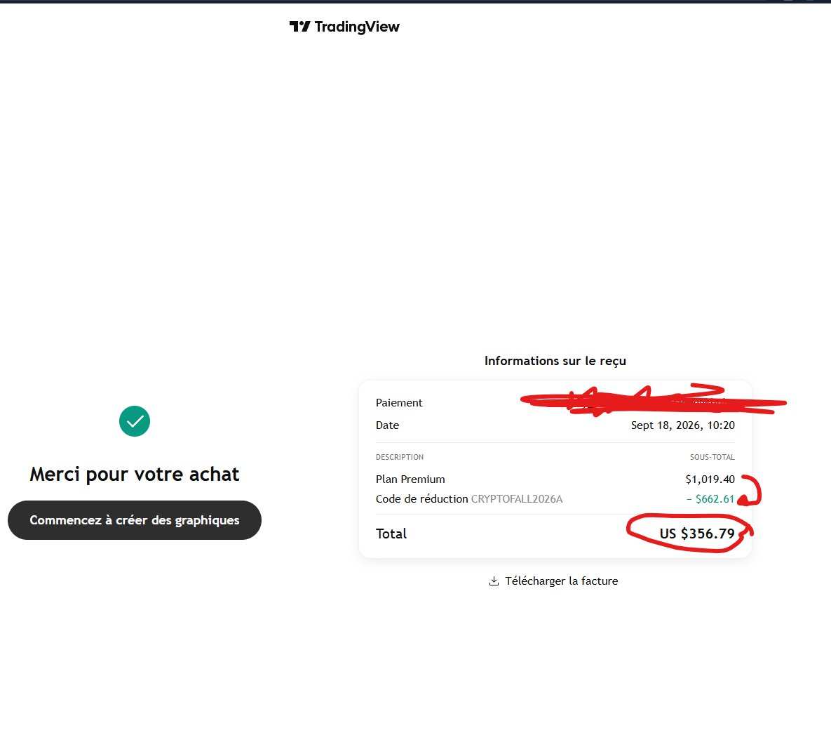 luks_fbr's tweet photo. Trading view qui nous fait des masterclasses de Marketing:

- Toutes l'année ils affichent des prix trés élevés
- Grosse réductions pour des events trés spécifiques aveec des durées de temps trés courtes
- Ils appliquent des réductions encore plus grande aux clients déjà actifs
- Ils font encore plus grossir la réduction si tu reneew ton abo alors qu'il arrive pas au bout
- Ils t'offrent une réduction si tu churn

6 ans que je paie entre 250$ et 400$ par an de Trading View, mais j'ai jamais Churn meme les phases ou je ne m'en servait pas parceque je buy a des prix tellement bas 

Et que mon opportunity cost est tellement haut que je renew parfois alors qu'il me reste 4 mois d'abo. 

Parceeque je ne veeux pas etre facturé 100€ par mois 

Learn from the big guys