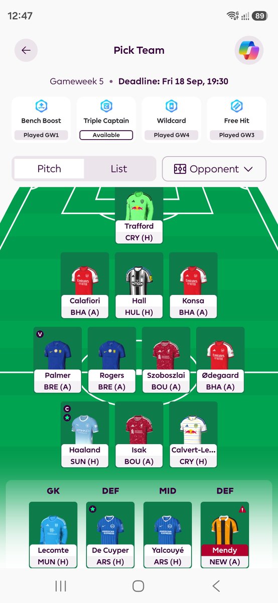 BandaZabyFC's tweet photo. Drużyna na GW5 🔒
Haaland ©️
J.Pedro ➡️ DCL
OR: 433k
#jakgractoznajlepszymi
#FPL
#GW5
Powodzenia🇵🇱🍀🍻 https://t.co/AToTQJQvNE