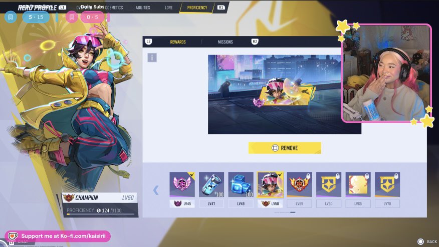 Kaisiriiz's tweet photo. going back in time to tell myself that not only do we play rivals now, but we have a champion character too ❤︎ 

my heart is so full to have champ jubilee as my first 🩵🩷💛

thank you for watching my journey with her & thank you to those that pulled an all nighter with me tonight ❤︎