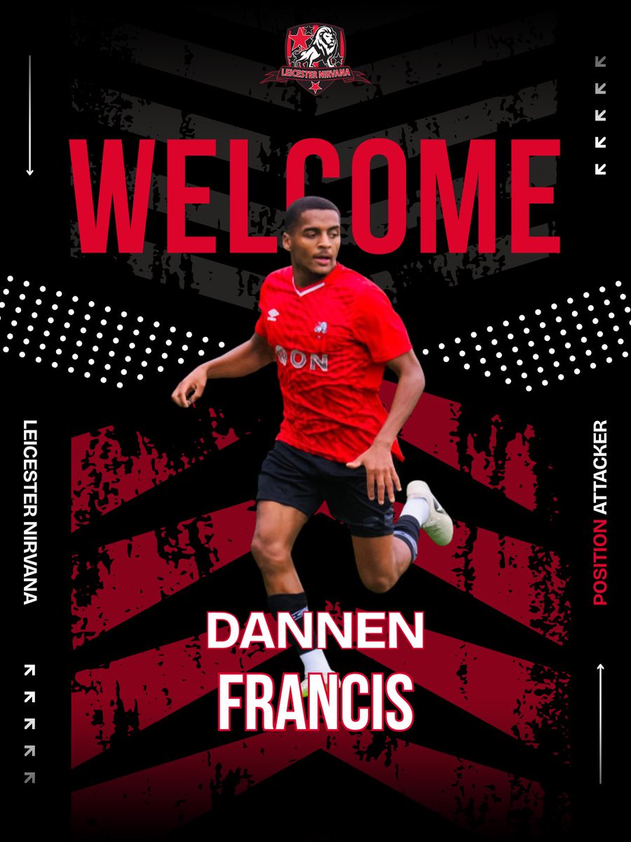 LeicNirvana's tweet photo. 𝗗𝗨𝗔𝗟 𝗥𝗘𝗚 ✍️

We’re delighted to welcome Dannen Francis to Leicester Nirvana on dual registration from Barwell FC. ❤️🖤

Welcome to Nirvana, Dannen. 👊

#LeicesterNirvana #DualReg #BarwellFC #UTN https://t.co/XUUa2AgHwx
