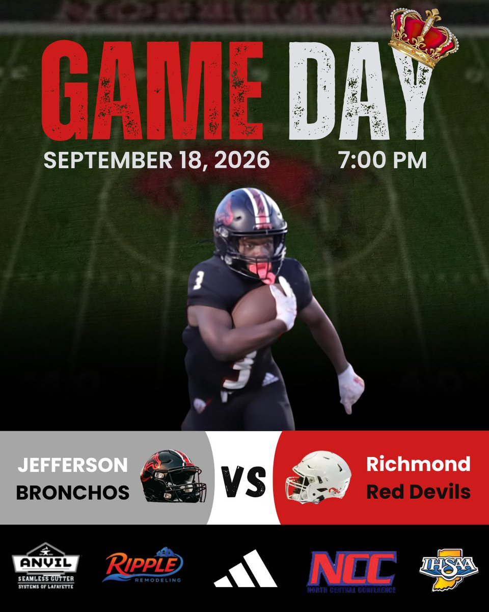 LJBronchoFB's tweet photo. Homecoming Game Day! 

📍- Home - The Scheu
🆚 - Richmond
⏰ - 7:00PM

See you there, Bronchos!

#AGNB #WTW https://t.co/geO5sX5XfJ