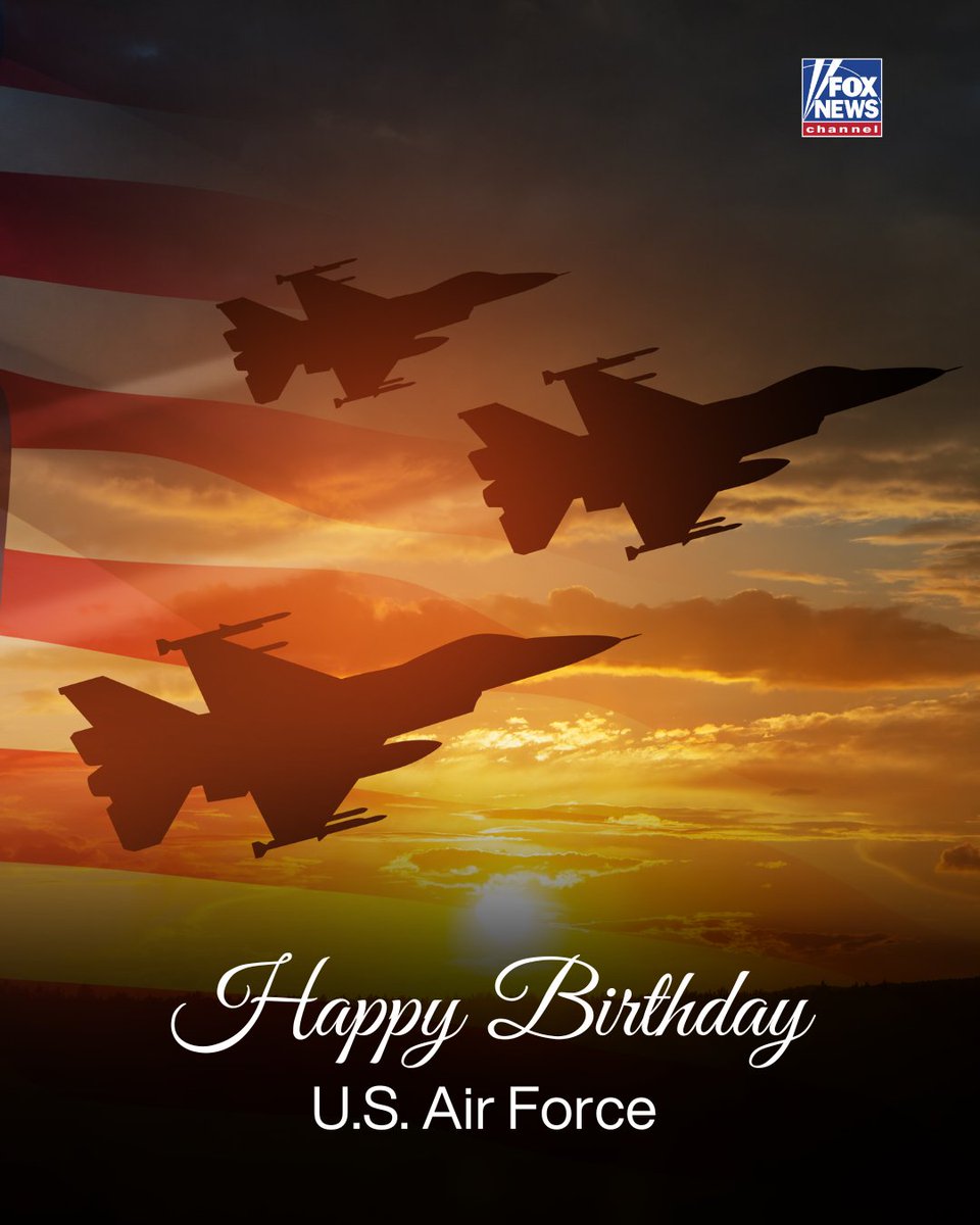 FoxNews's tweet photo. Today marks the 79th birthday of the U.S. Air Force.

Since 1947, America’s airmen have defended the skies, protected the nation, and answered the call around the world. We honor their courage, sacrifice, and steadfast service. https://t.co/ID83PCBqrz