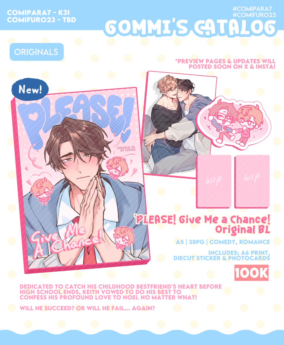 G0MMI's tweet photo. (💙&amp;🔁appreciated!)  

GOMMI'S #CF23 &amp; #Comipara7 PO is now open!  
#cf23catalogue #comipara7catalogue

📝 PO Period 18-25 Sept
🫐 Booth #comifuro23 [TBA] &amp; #cmpr7 K-31 
🛒 Pickup Only! 
❄️ Original | holostarEN | BY THE BEAT

[1/3]
🔗 Order Below! https://t.co/FXzWzDYwAG