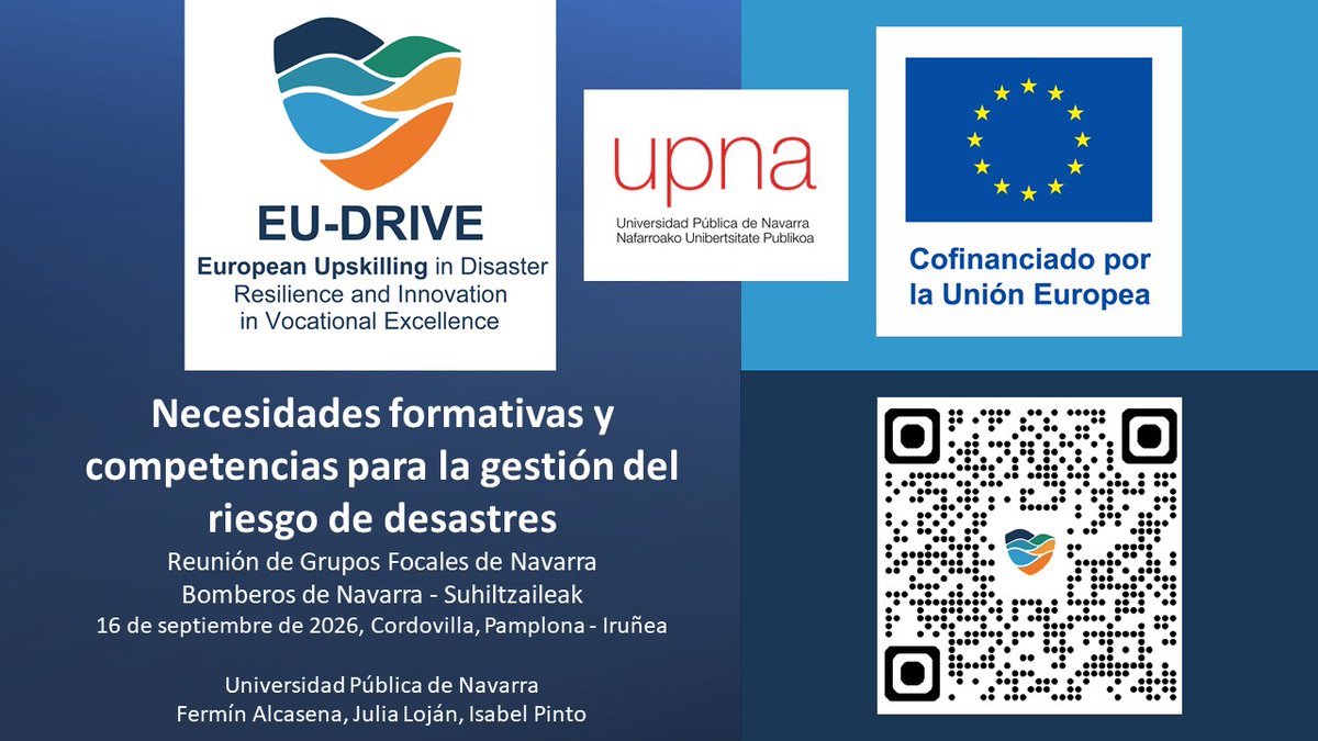 IsabelPintoN's tweet photo. On 16 September, professionals from the Navarra Fire Service participated in a new focus group as part of the Erasmus+ CoVE EU-DRIVE project. The session provided an opportunity to share experiences and identify training and competency needs from an operational perspective. https://t.co/wZ5iM8GCRN