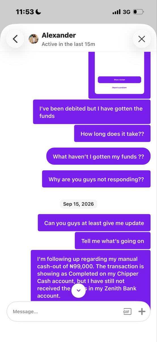 saint_leinad's tweet photo. I need urgent help with a withdrawal from my Chipper account. The withdrawal has been showing as processed since Sunday, but the funds have still not reached my Zenith bank account.i’ve been contacting the customer care no response almost a week now @chippercashapp @HSerunjogi https://t.co/yUXRppsVM0