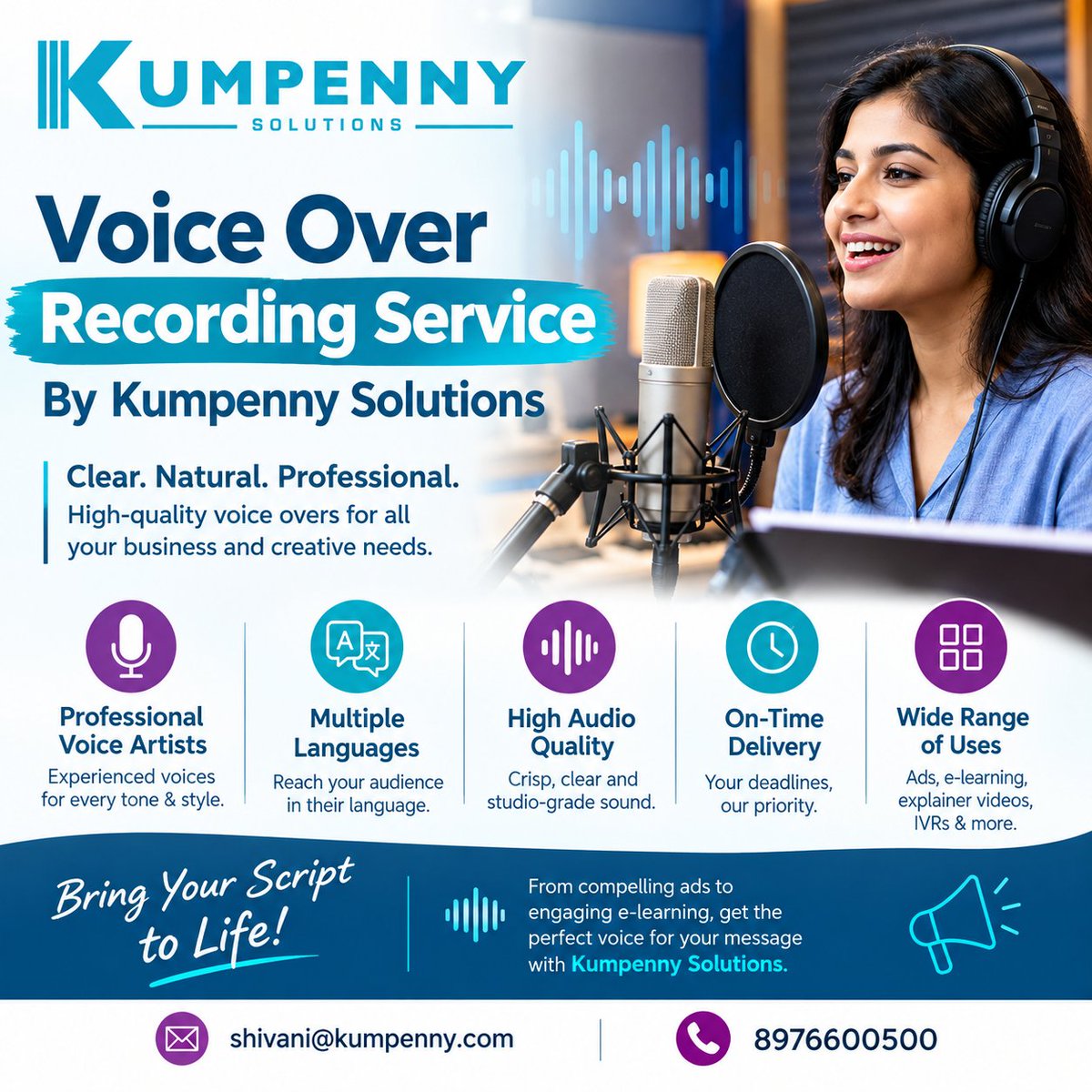 kumpenny2's tweet photo. Give your content a clear, natural, and professional voice with Kumpenny Solutions’ Voice Over Recording Services.
Whether it’s for advertisements, e-learning courses, explainer videos, IVRs, corporate presentations, or creative projects, we provide professional voice recordings. https://t.co/OhOAJLScnR