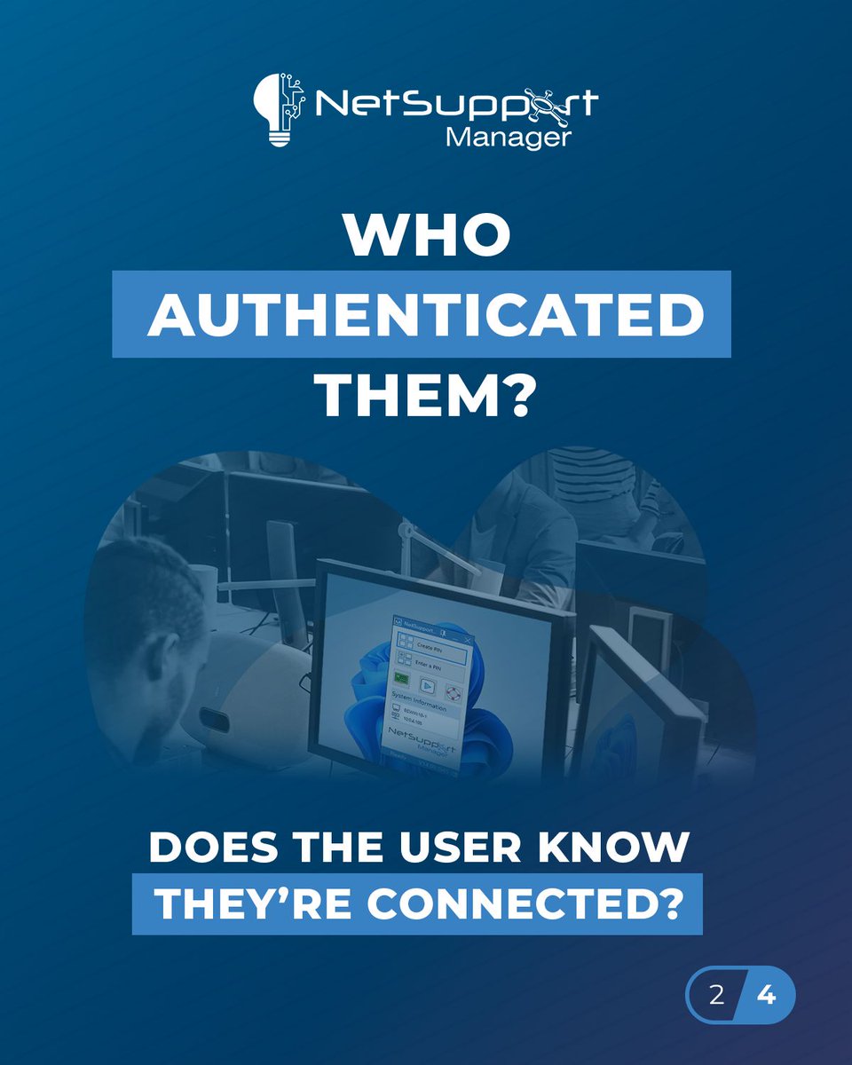 NetSupportNSM's tweet photo. Before you let someone remotely control a company PC, there are a few questions worth asking.

That's why NetSupport Manager includes layers of security and control to help organisations decide who can connect, what they can do and how remote activity is managed. https://t.co/VEaNnPG6fX