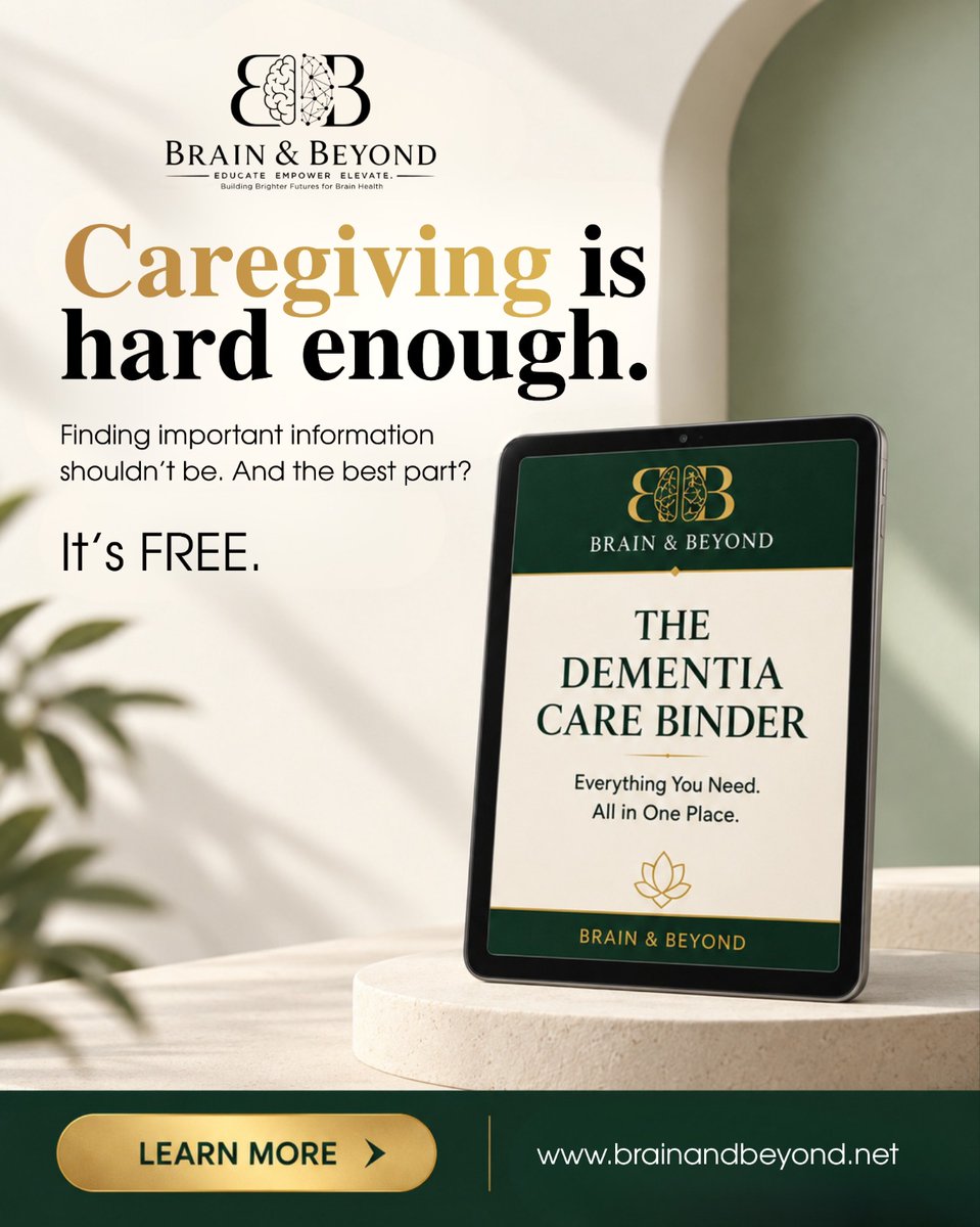 brainandbeyond_'s tweet photo. 💚 When you’re caring for someone living with dementia, the last thing you need is to search through notebooks, drawers, and your phone for important information.

The Brain &amp; Beyond Dementia Care Binder helps families keep essential care details organized.
.
#BrainAndBeyond https://t.co/9OvS04zZWl
