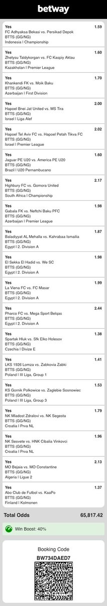 BTTSPLUG_'s tweet photo. I just placed a bet with Betway. Tap here to copy my bet or search for this booking code in the Multi Bet betslip BW734DAED7 https://t.co/1p4xRqA1Xm

Both teams to score 🔥🔥👨🏽‍🍳

65,817.42 odds 💸💸💸

Kickoff starts 14:00 🕑 ⚽️🥅 https://t.co/1zYSS1kRY6