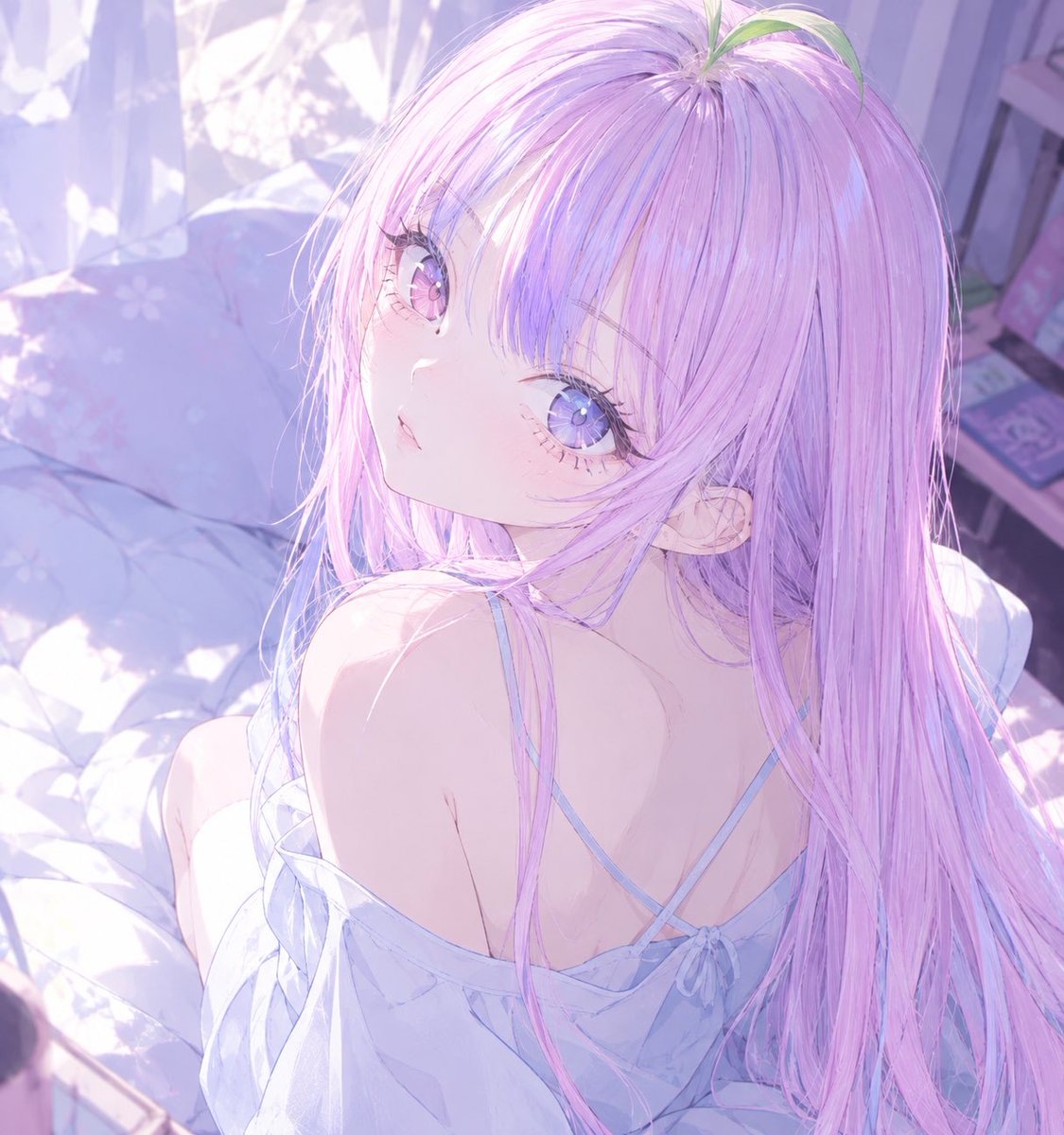 Shio_chandayo's tweet photo. 前描いたこの絵を元にチャッピーにイラスト作ってもらったんだけど、アホ毛が完全に普通にネギ。 https://t.co/y1cWSxpeJs