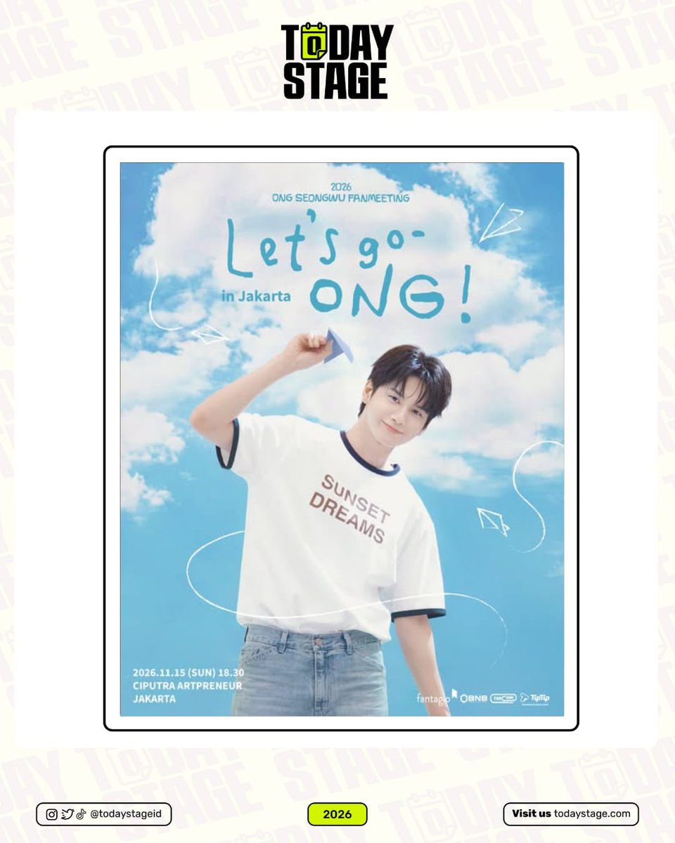 todaystageid's tweet photo. JAKARTA, ARE YOU READY TO <Let’s go-ONG!>

The wait is over! 🥹
Get ready to meet ONG SEONGWU in Jakarta for an unforgettable fanmeeting! ☁️🩵

Due to local circumstances, <Let’s go-ONG!> in Jakarta has been rescheduled to 15 November 2026. https://t.co/XKAbpoKquz
