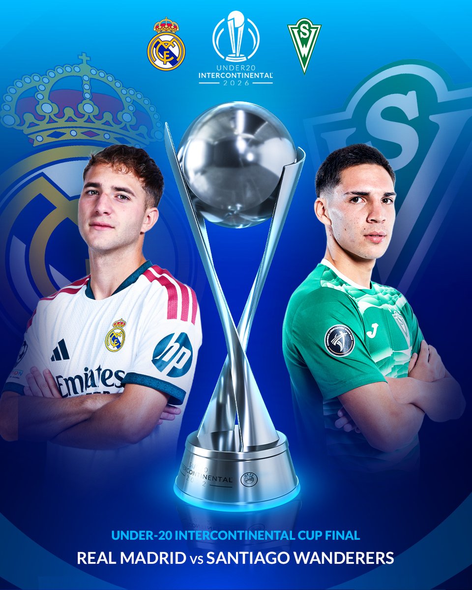 UEFAMensYouth's tweet photo. A huge game ahead 😍
🇪🇸 Real Madrid 🆚 Santiago Wanderers 🇨🇱
📌 Estadio Santiago Bernabéu
⏱️ 12:30

#Intercontinentalsub20 https://t.co/rNcURpD4m8