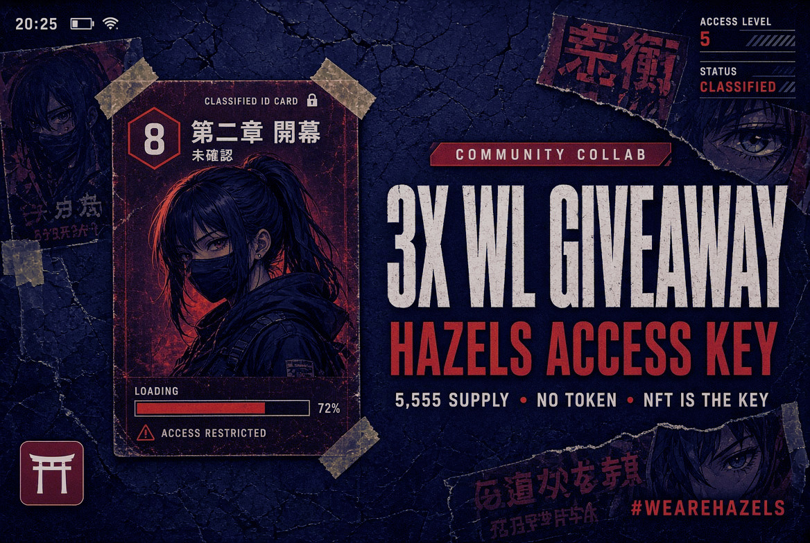 SajibDeb_bd's tweet photo. Giving away 3x @0xhazels WL spots🔑
5,555 supply. No token. The NFT is the access layer.

To enter:
1. Sign up with my link → https://t.co/FuNzXTop20
2. Follow me, @0xhazels and @Rosaaa 
3. Like + comment on @0xhazels pinned post
4. Like this post and Drop your Hazels UID + wallet address below

Winners picked from valid entries. Let’s go🔥
#WEAREHAZELS