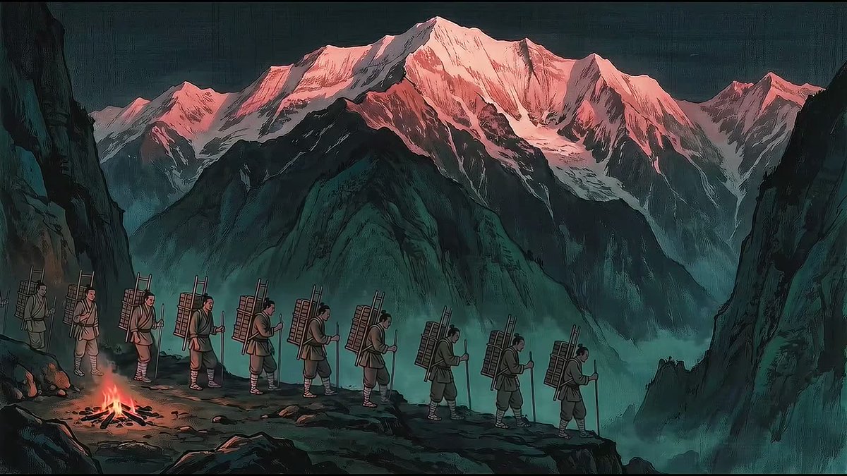 BrightMoonStory's tweet photo. They could not set the load down and pick it up again, so each porter carried an iron-tipped staff and rested standing on it every few steps.

The staffs wore holes into the rock. They are still there, filling with rainwater. https://t.co/TLpabLNAjM