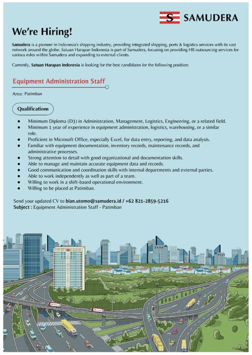 magnecareer's tweet photo. #LokerPam - Samudera - Equipment Administration Staff - Subang https://t.co/2v6NoU9Xji