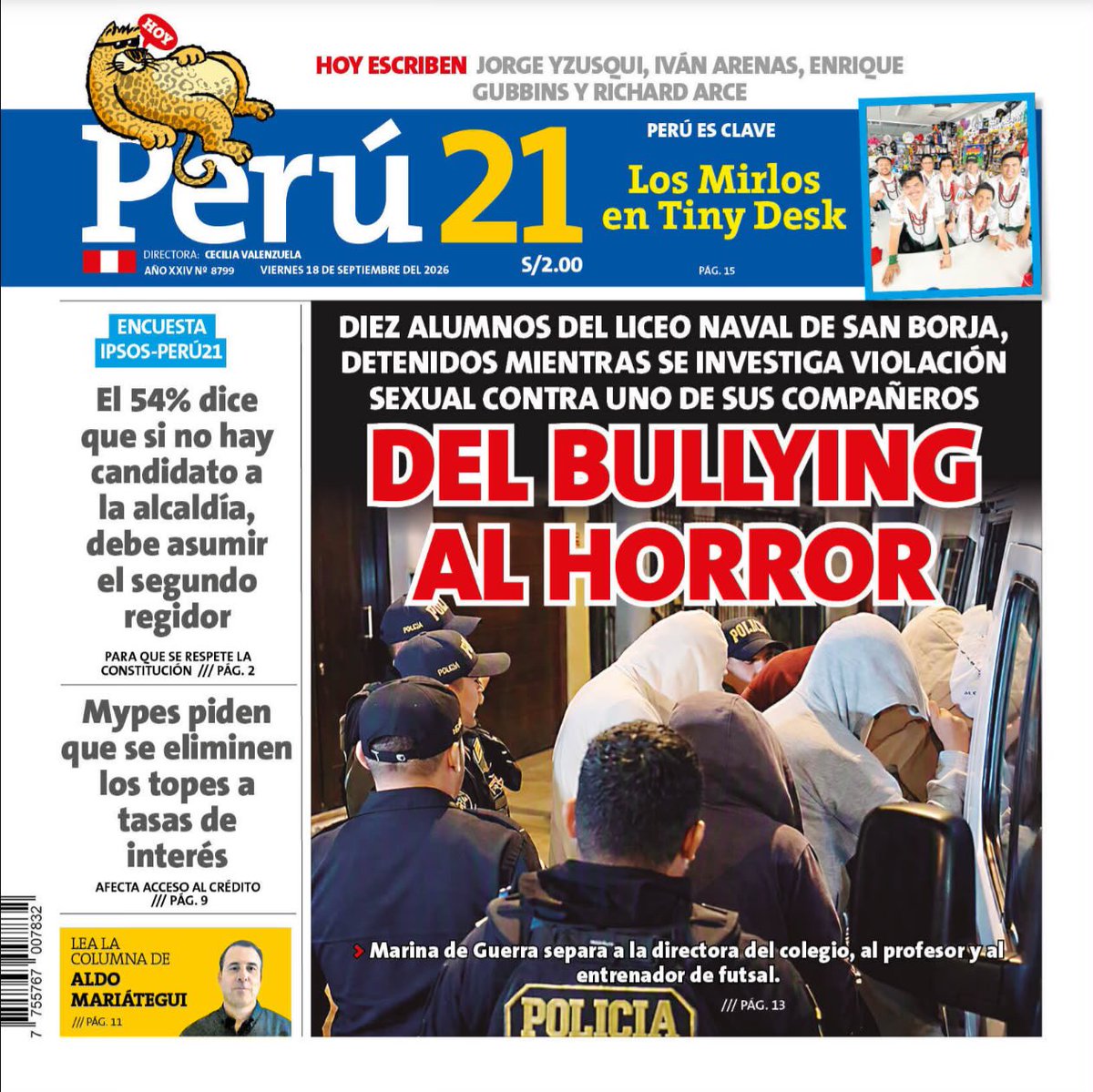 peru21noticias's tweet photo. 🗞  DEL BULLYING AL HORROR

📲 Esta es la edición de hoy. Toda la información completa en nuestro ePaper: https://t.co/QSPnxck6Nb https://t.co/QzaVH1rzWc
