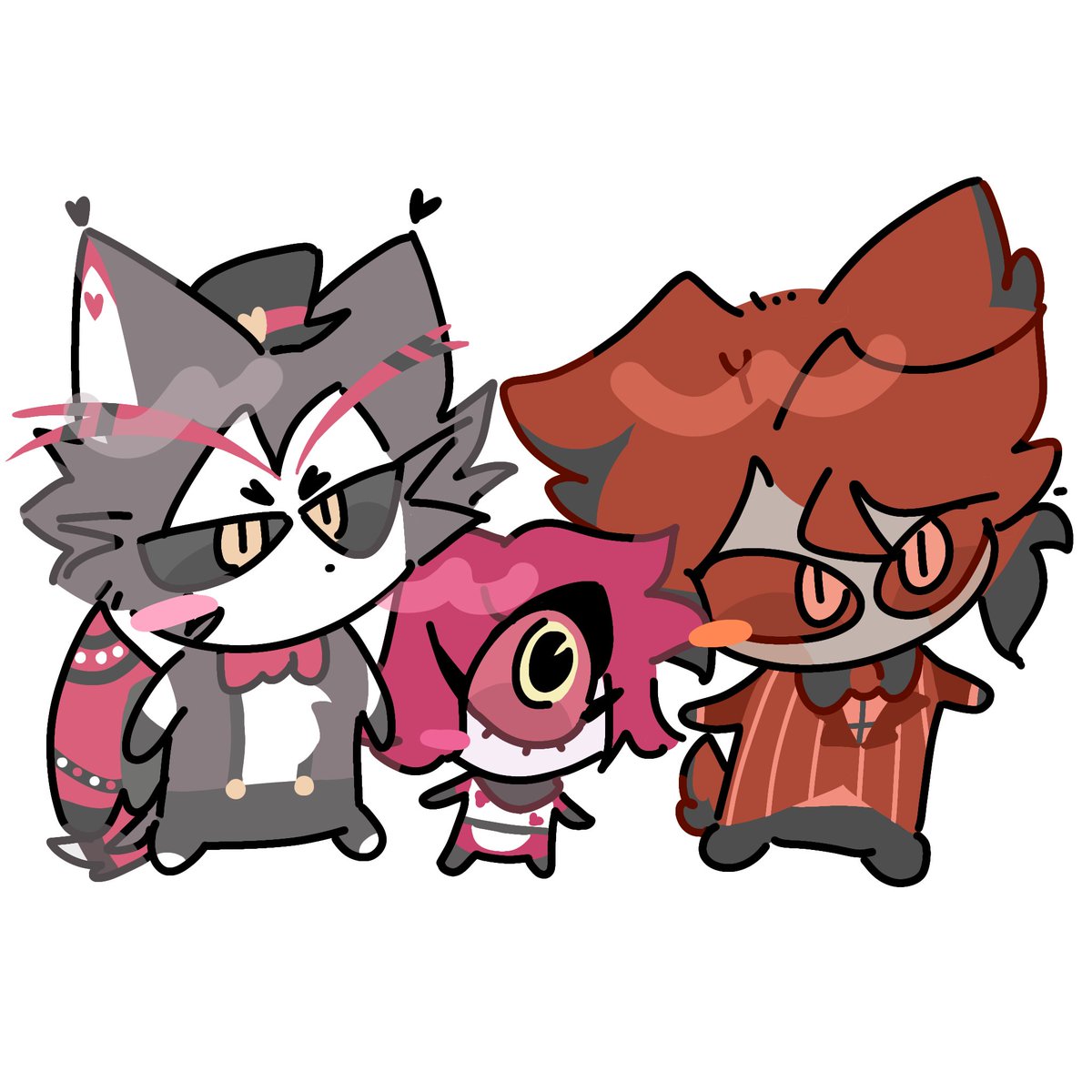 KimChunbal1's tweet photo. 뭔가 귀여워서.. #HazbinHotel #Husk #Niffty #Alastor https://t.co/oGCjOl01KY