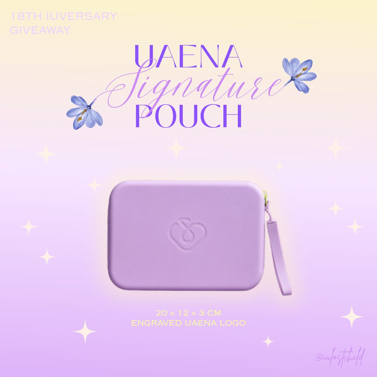 iulostchild's tweet photo. ˚₊✧ 18th IUversary Giveaway — Pt. 1 ✧₊˚

ꔛ UAENA Signature Pouch

How to join:
• Follow &amp; Repost
• Reply with your favorite IU song 💜 +
#아이유의_18년지기_소울메이트
#UAND1_8ESTSOULMATE

Note: Winner will shoulder the shipping fee

⏰ until 9/20
🇵🇭 only https://t.co/VNQcb8vl0K