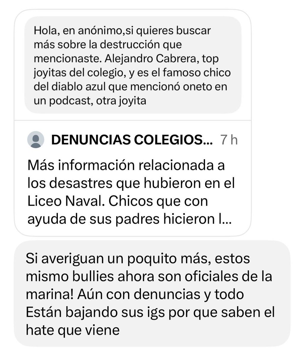 stopqqk's tweet photo. Se denuncia que Alejandro Cabrera cerró sus cuentas porque sabe que se vienen denuncias de bullying y actualmente es oficial de la Marina. Terrible, el ciclo se perpetúa. 

Liceo Naval Almirante Guise https://t.co/hRUu30PXTZ