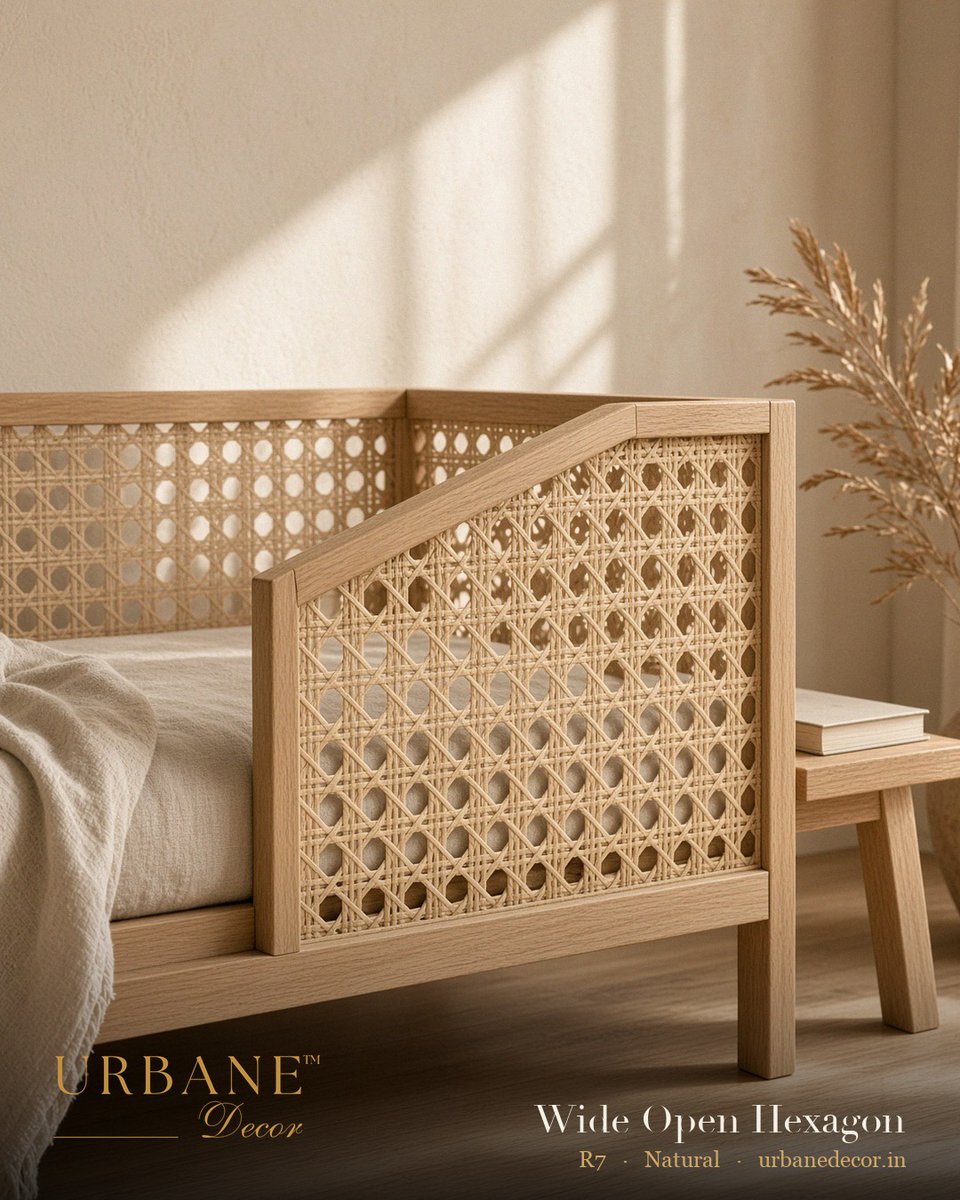 UrbaneDecor24's tweet photo. Wide Open Hexagon, Natural.

Large open hexagons: the panel reads as pattern and still lets light and air through. Sliding doors, cabinet fronts, the back of a daybed.

One roll 750x60cm, ~50 sq ft. Samples on request. Dispatch in 24h. (Ref. R7)

https://t.co/JVBx9eSLw4 https://t.co/f0biKiXcb1