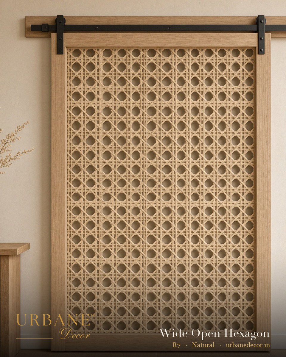UrbaneDecor24's tweet photo. Wide Open Hexagon, Natural.

Large open hexagons: the panel reads as pattern and still lets light and air through. Sliding doors, cabinet fronts, the back of a daybed.

One roll 750x60cm, ~50 sq ft. Samples on request. Dispatch in 24h. (Ref. R7)

https://t.co/JVBx9eSLw4 https://t.co/f0biKiXcb1