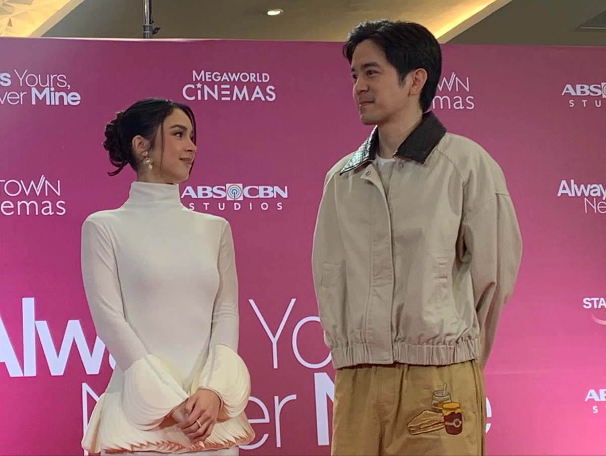 StarCinema's tweet photo. Yours, mine, or somewhere in between. 💫 Joshua Garcia and Julia Barretto have arrived on the red carpet! 

#AlwaysYoursNeverMine — a film by Cathy Garcia-Sampana. Exclusively in cinemas September 30, 2026. 🌙

#AlwaysYoursNeverMineGrandMediaDay https://t.co/fUYVjAr5rx