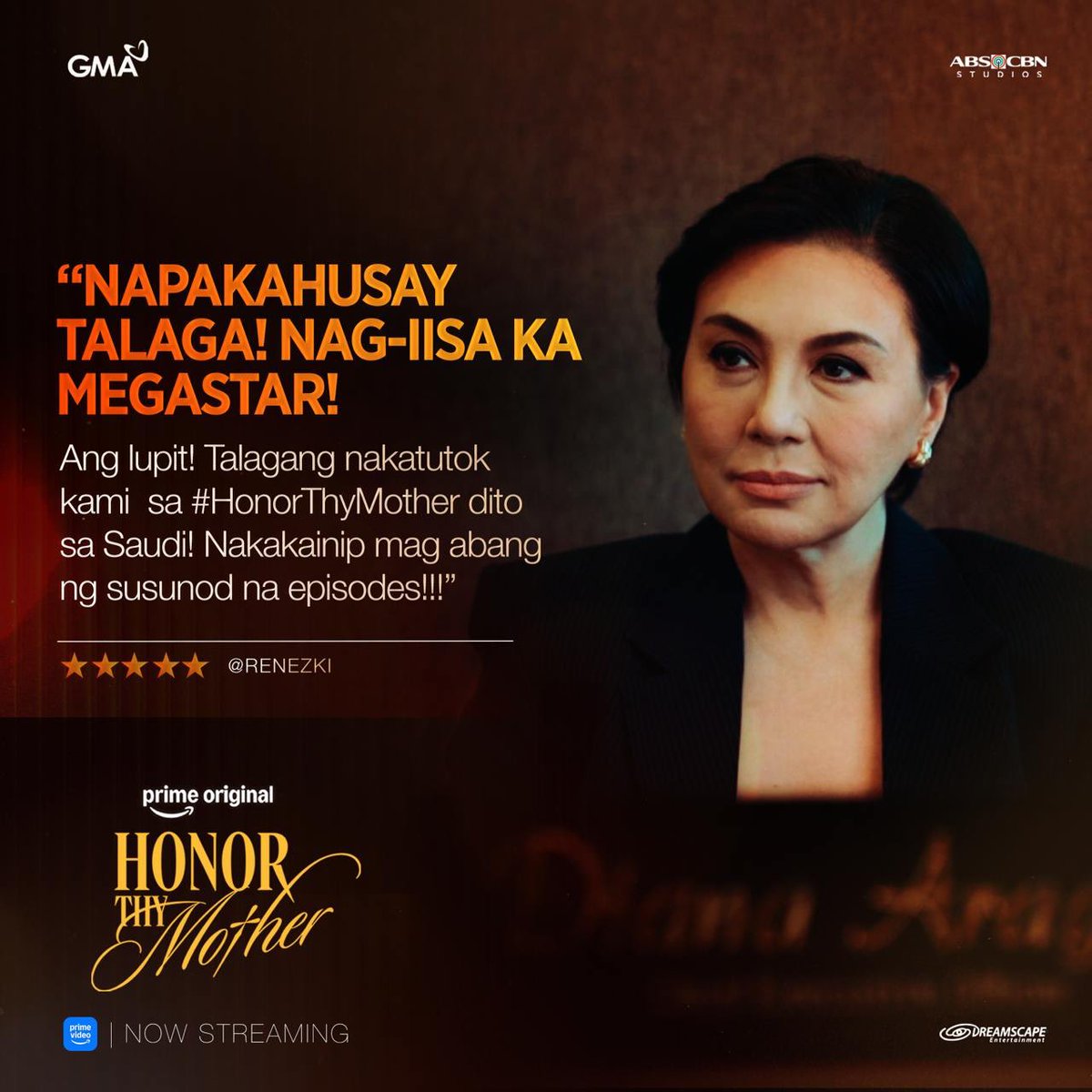 DreamscapePH's tweet photo. REVIEWS ARE IN! ✨🧡 See what everyone’s saying about #HonorThyMother Episodes 3 &amp; 4, NOW STREAMING exclusively on Prime Video! https://t.co/xyjoYvbxbY