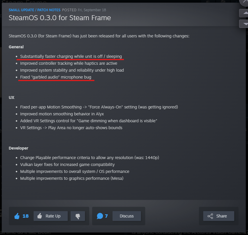 DrBlackRat's tweet photo. Seems like Valve fixed the two major problems people had with Steam Frame in reviews! https://t.co/gmmfTZgpCf