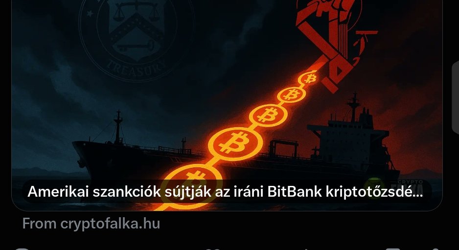 CryptofalkaH12's tweet photo. Az amerikai pénzügyminisztérium szerint a BitBank a Hormuzi-szoroson áthaladó hajók Bitcoinban beszedett díjait továbbította az iráni Forradalmi Gárdának. ₿
#BitBank https://t.co/Ax41JH6d7N