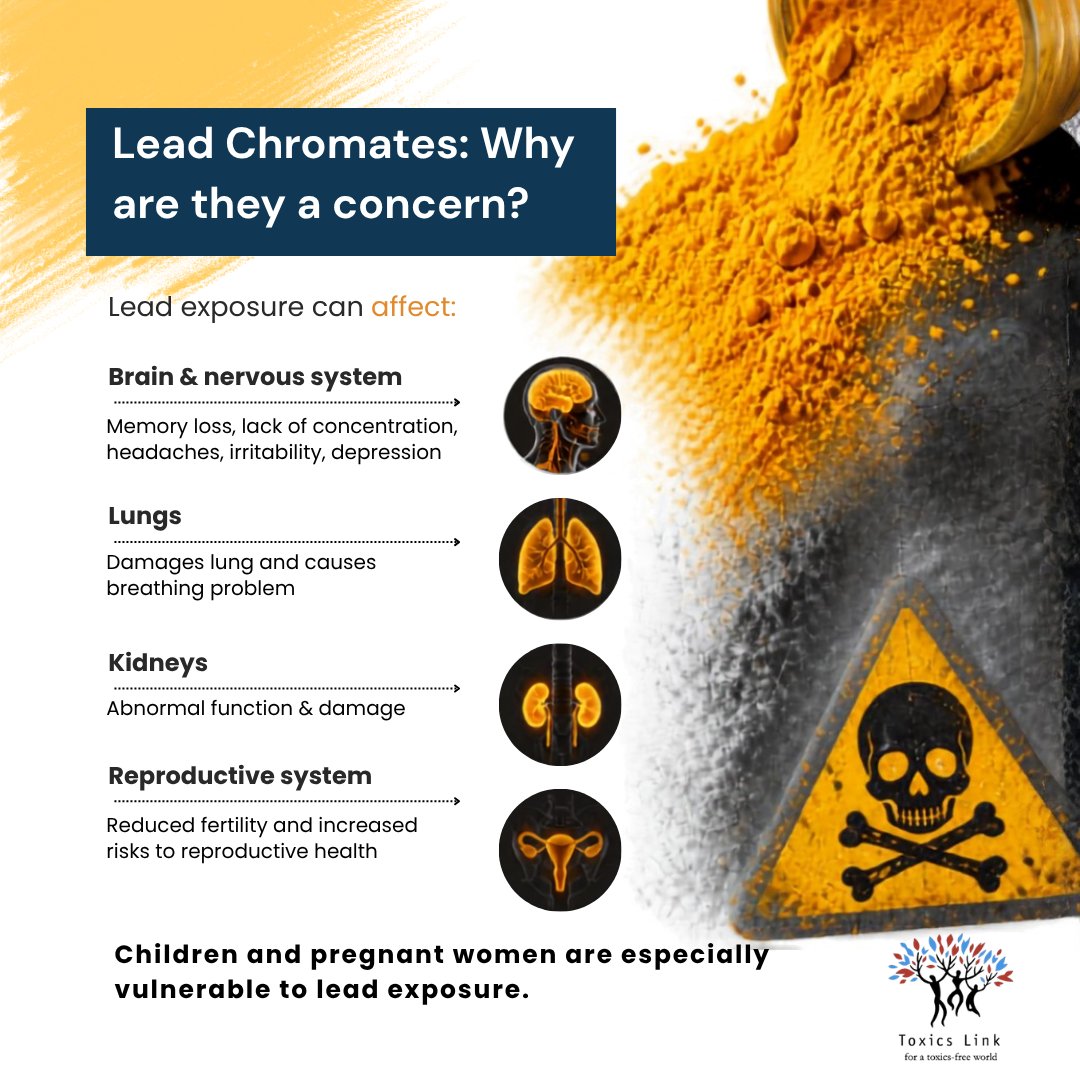 toxicslink's tweet photo. Exposure to #leadchromates means potential exposure to both #lead and #chromium, #chemicals associated with serious #health risks.

Bright colours may catch our attention, but colour alone tells us nothing about what is inside. https://t.co/tHmJzGB8ZG