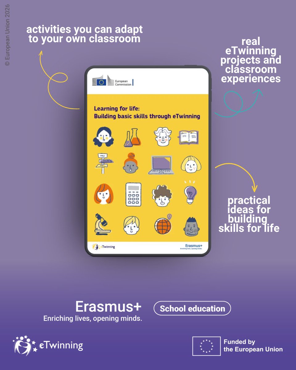 eTwinning_es's tweet photo. ✨ ¿Buscas inspiración para tu próximo proyecto?

📚El libro eTwinning 2026 reúne proyectos reales, experiencias de docentes y alumnado, actividades y recursos europeos para trabajar las competencias básicas mediante la colaboración

👉 ¡Descúbrelo! https://t.co/fF2NCun55N