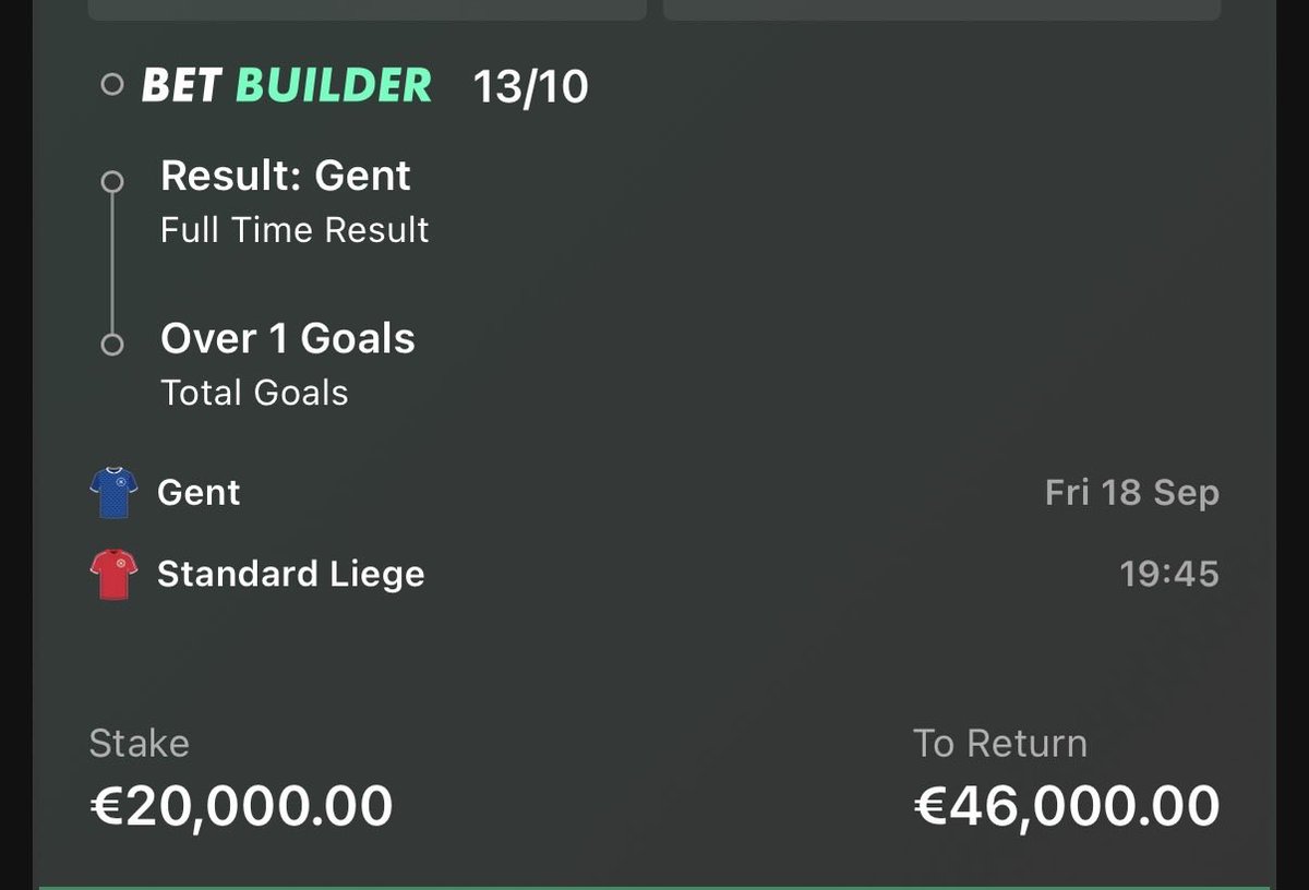 PhilBrophy1's tweet photo. Friday Banker 🏦 

🇧🇪 Pro League 

⚽️ Gent v St. Liege https://t.co/EiWWgSBm3c