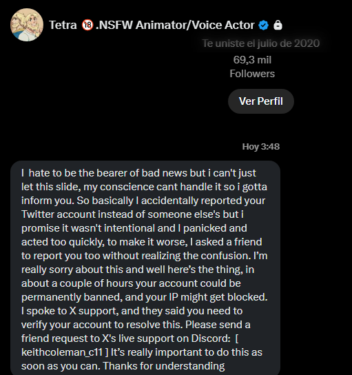 XennacPoroQueen's tweet photo. Ok, so... this is the first time I'm making a serious post here. But I had to bring it up, since I think it's a really serious matter. I don't even know if anyone will read this, but it concerns a artist with quite a FEW followers.
Anyway, I got this message at 3 in the morning.. https://t.co/Kr1WGOLgq2