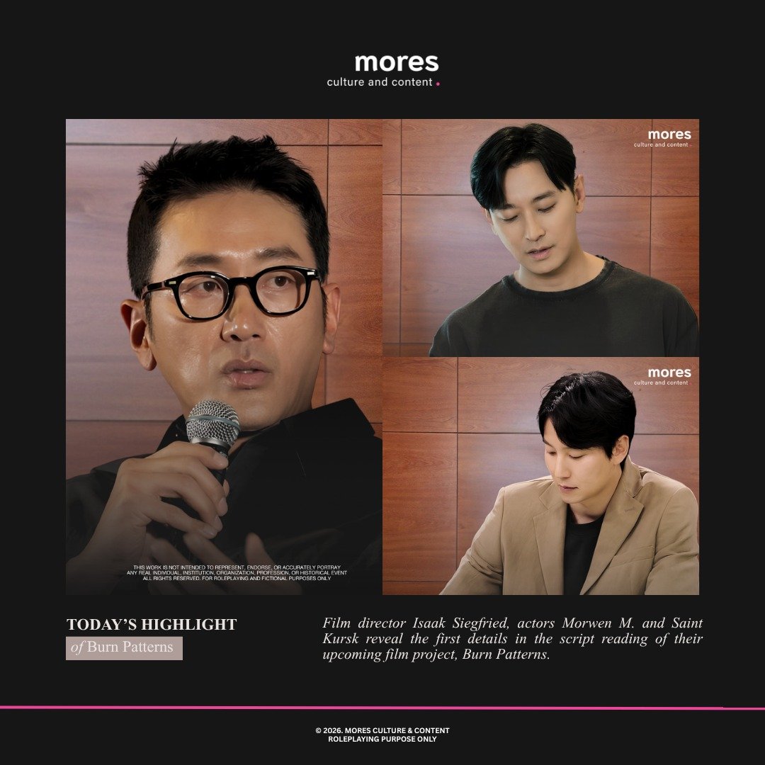 MoresCnC's tweet photo. ㅤ 
💌  𝗠𝗢𝗥𝗘𝗦 𝗖𝗨𝗟𝗧𝗨𝗥𝗘 𝗔𝗡𝗗 𝗖𝗢𝗡𝗧𝗘𝗡𝗧 
⠀⠀  18 September 2026    |    OFFICIAL INSTAGRAM

⠀⠀  𝗧𝗼𝗱𝗮𝘆'𝘀 𝗛𝗶𝗴𝗵𝗹𝗶𝗴𝗵𝘁: Isaak Siegfried, Morwen M.,
⠀⠀  and Saint Kursk for Burn Patterns
ㅤ️ㅤ️Script Reading.
⠀⠀  »  𝘚𝘦𝘦 𝘮𝘰𝘳𝘦 𝘣𝘦𝘭𝘰𝘸.
ㅤ https://t.co/yWzYXjLpVo