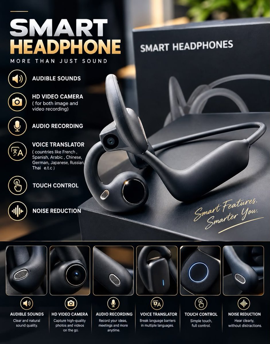 _I_AM_SK_'s tweet photo. SMART HEADPHONE
AUDIBLE SOUNDS
HD VIDEO CAMERA( for both image and video recording)
AUDIO RECORDING
VOICE TRANSLATOR (countries like French , Spanish, Arabic , Chinese, German , Japanese, Russian , Thai  e.t.c )
TOUCH CONTROL
NOISE REDUCTION
N70,000
Sk collections 
☎️09021068387 https://t.co/2s8pNW3SWJ