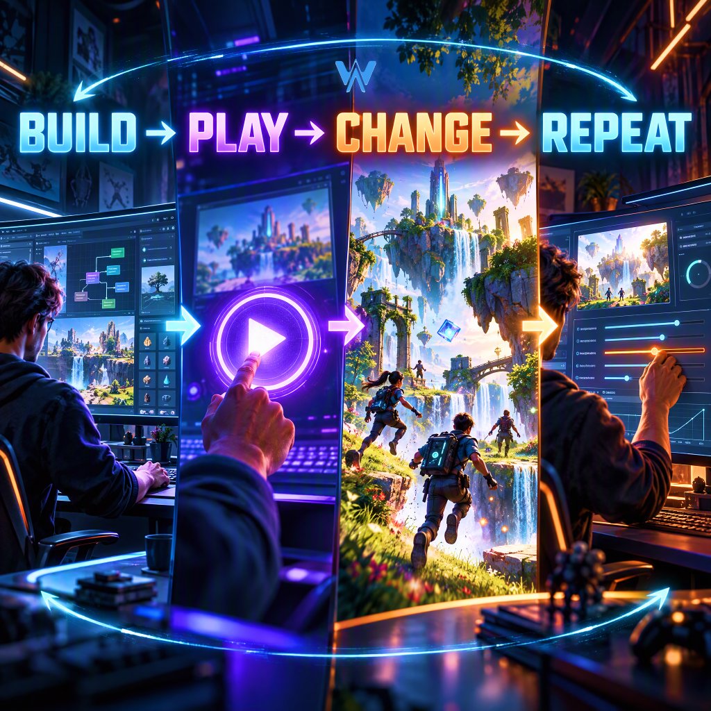 AIWORLDSGAMES's tweet photo. 🧪 What if testing became part of creation?

Build a mechanic. Play it. See what happens. Change it. Try again.

The gap between “creating” and “testing” gets smaller when you can iterate directly inside the world.

👉 https://t.co/2eHVhLCfQa https://t.co/8zyMUYtvPi