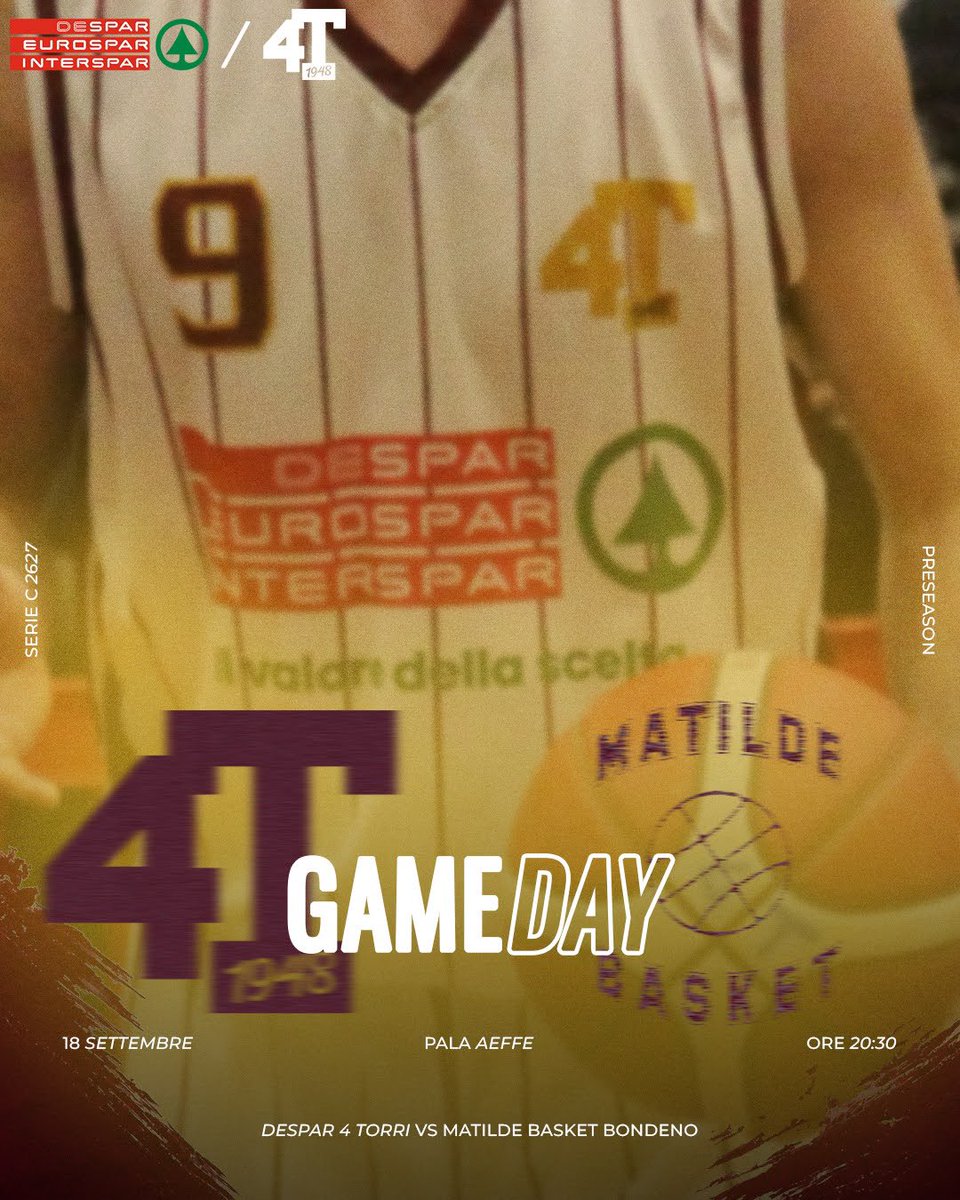 Pallacanestro4T's tweet photo. Torniamo in campo questa sera al Pala Aeffe per l’ultima amichevole casalinga in programma 🇱🇻
🆚 Matilde Basket Bondeno
⏰ 20:30
📍 Pala Aeffe
#4Torri #Ferrara #TheNextChapter https://t.co/agXAmfmYzB