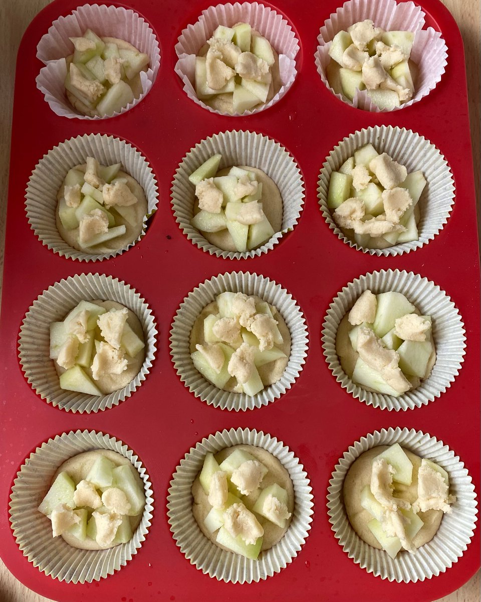 JoeannProvent's tweet photo. Apple cookies for breakfast. I fell out of bed again this morning, so what did I do? Baked, of course. The cookies turned out incredibly delicious in my red muffin tin. Dare to try—it might turn out great. Have a lovely Sunday evening. https://t.co/J7E3P7aTKp